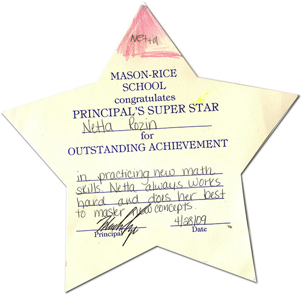 Netta received the Principal's star again today